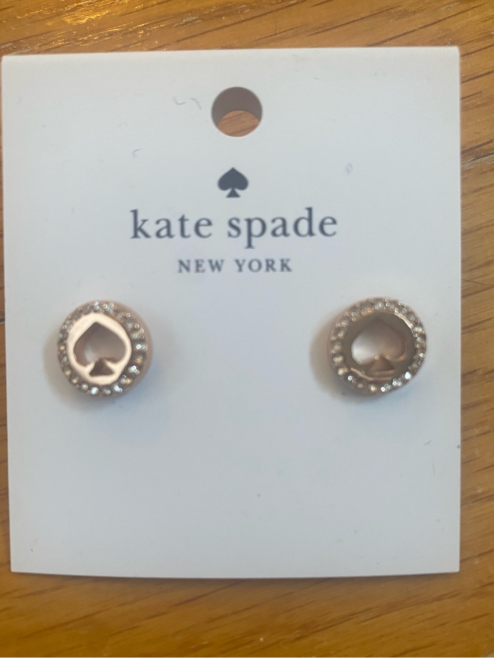 NWT kate spade Rose Gold Pave Spade Stud Earrings